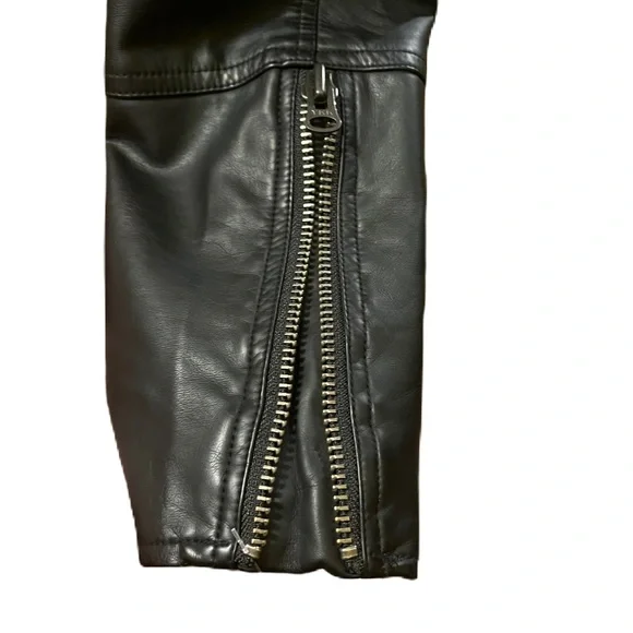 We The Free Black Vegan Leather Moto Biker Jacket Large - Picture 7 of 13